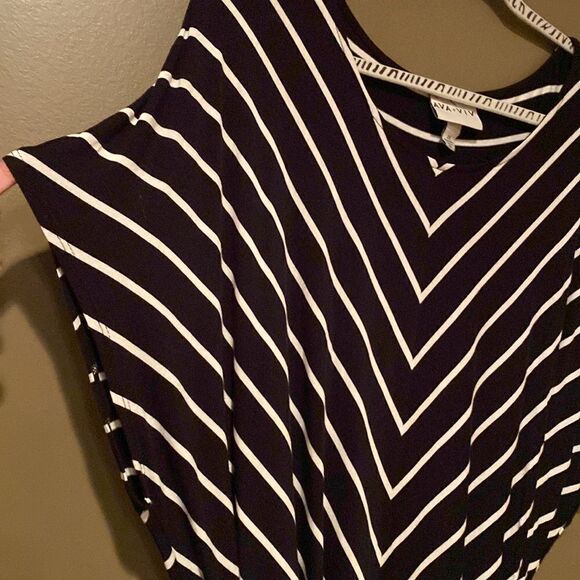 Ava & Viv Dress Plus Size Black & White Size 2X Elastic Waist Flowy - Picture 5 of 9